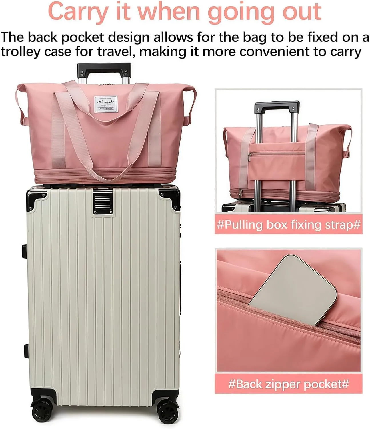 2025 New Travel Bag with Wheels,Expandable Foldable Duffle Bag, Large Capacity with Wheels,Universal Wheel Removable Duffle (Purple)