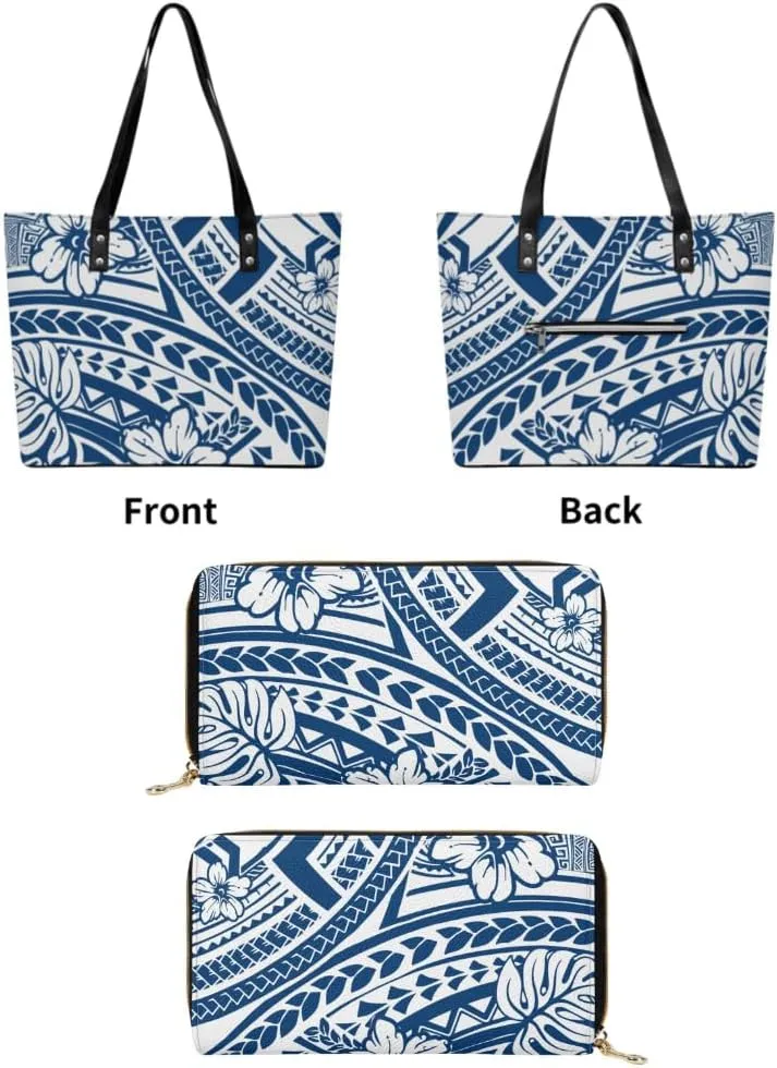 2025 Polynesian Women'S Bag 2-Piece Women'S Pu Handbag Large Capacity Shoulder Bag And The Same Purse