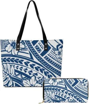 2025 Polynesian Women'S Bag 2-Piece Women'S Pu Handbag Large Capacity Shoulder Bag And The Same Purse