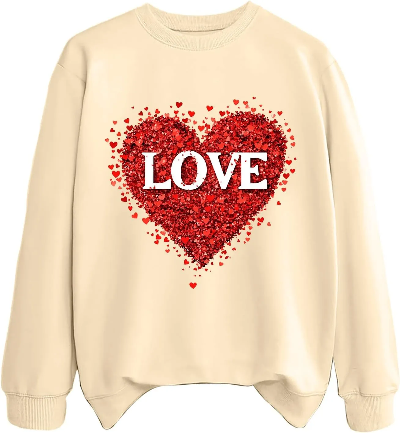 2025 Sweatshirt for Women Trendy Long Sleeve Heart Printed Tops Going Out Beach Playing Casual Blouses