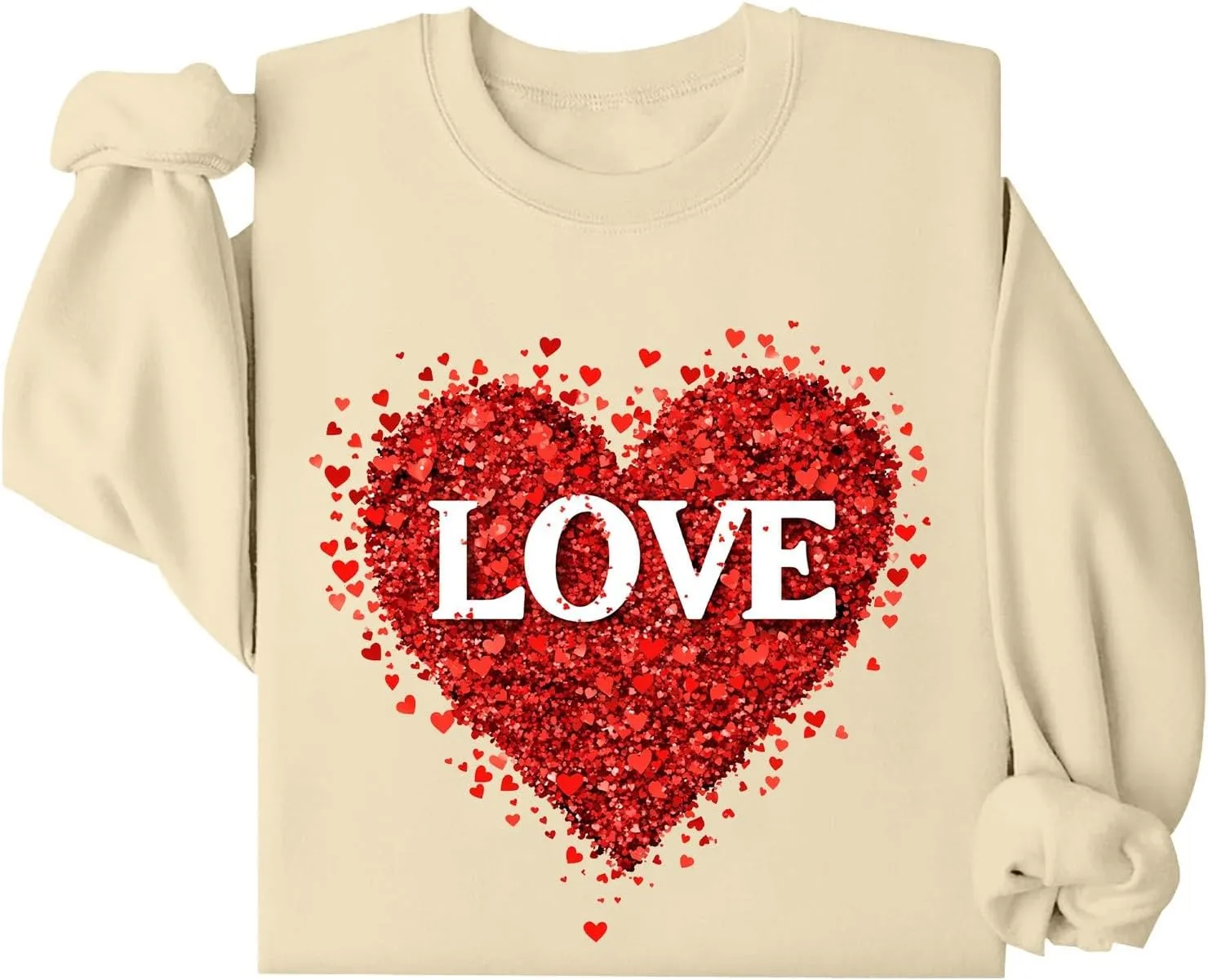2025 Sweatshirt for Women Trendy Long Sleeve Heart Printed Tops Going Out Beach Playing Casual Blouses