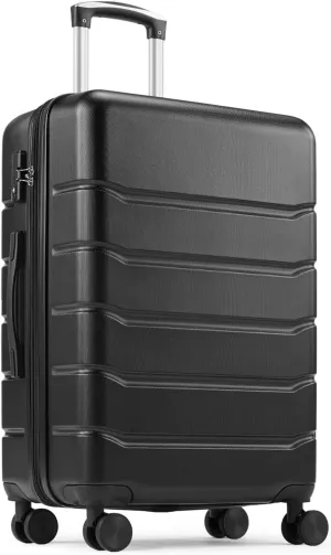 24 Inch Luggage, Hard Shell Rolling Suitcase with TSA Lock, Expandable Lightweight Luggage with Spinner Wheels, Black