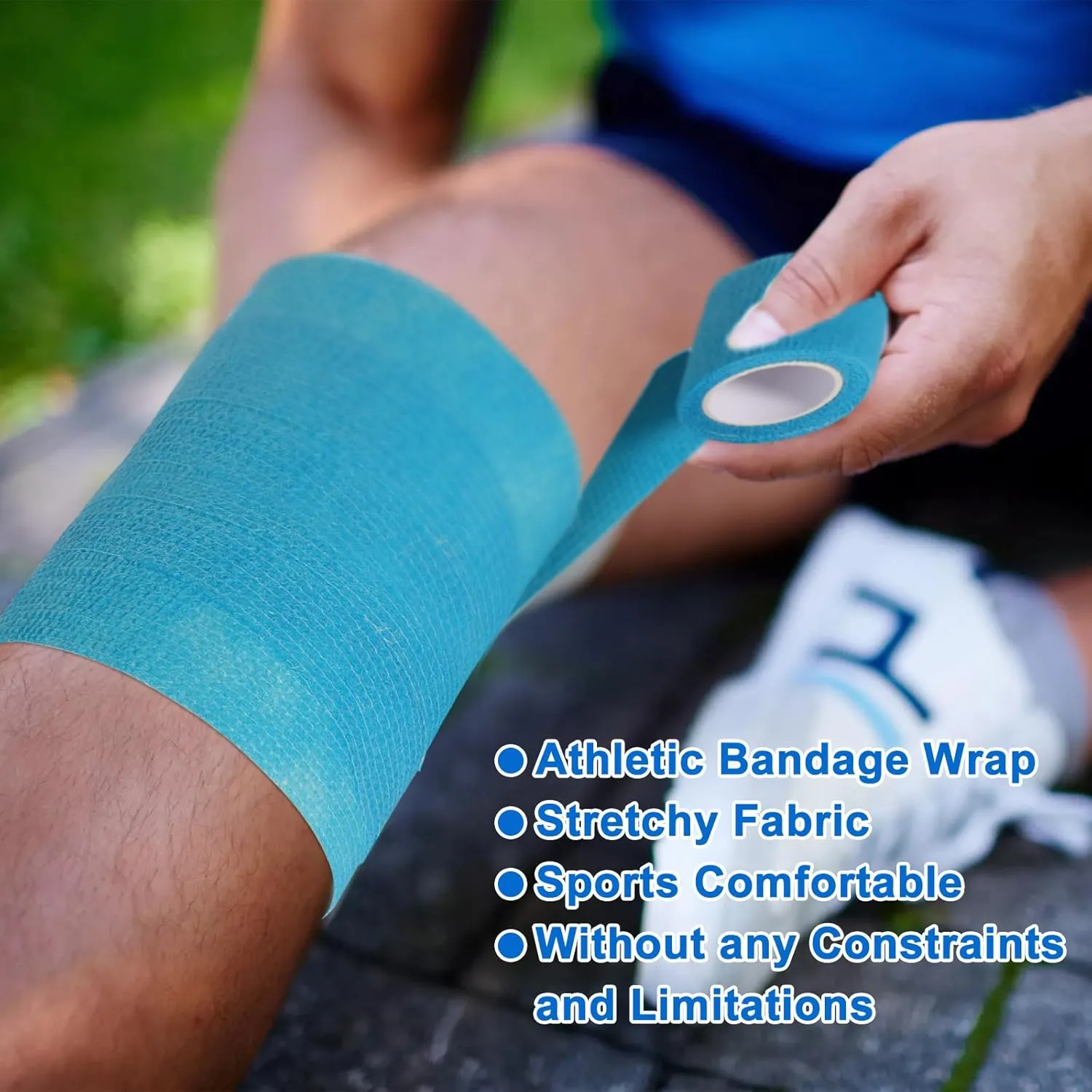 24 Pack Self Adhesive Bandage Wrap, 2” x 5 Yards Cohesive Medical Tape Elastic Grip Tape Black Sports Tape Athletic for Ankle, Wrist Sprains, Pet First Aid (Multi-Color, 2 Inch)