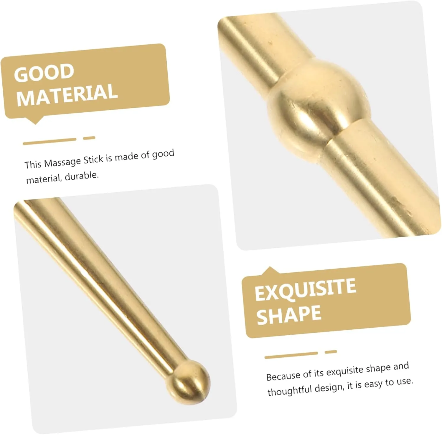 2pcs Brass Pen Multi-Function Massage Supply Small Body Massager for Daily Use Acupressure Pen Sliding Pressing for Facial Relaxation