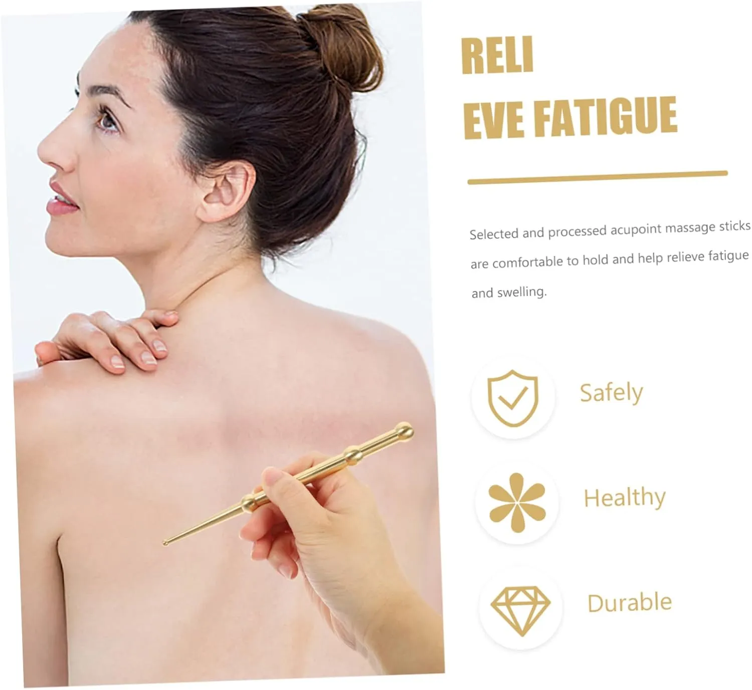 2pcs Brass Pen Multi-Function Massage Supply Small Body Massager for Daily Use Acupressure Pen Sliding Pressing for Facial Relaxation