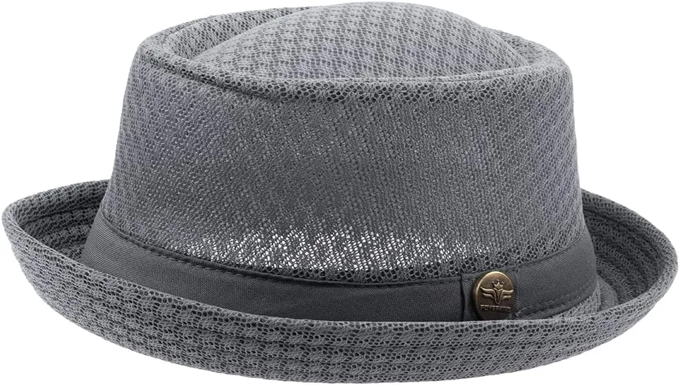 2Pcs Summer Mesh Pork Pie Hat Beach Party Fedora Cap Boater Porkpie Breaking Bad Flat Hat for Men Women Straw