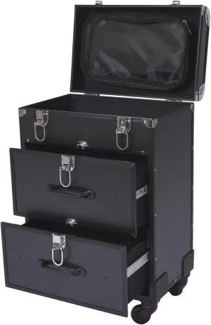 3 Layers Professional Rolling Makeup Train Case with Drawers, Portable Makeup Case Cosmetology Case on Wheels - 110.3lbs Capacity - Cosmetics Storage Organizer Case for Travel