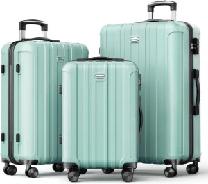3-Piece (20/24/28)" Suitcase Set Spinner Wheels ABS Lightweight Luggage Sets with TSA Lock,Mint Green