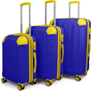 3 Piece Luggage Sets（20/24/28in） Luggage with TSA Lock,large luggage with spinner wheels,Travel Luggage for Men Women#Blue Yellow