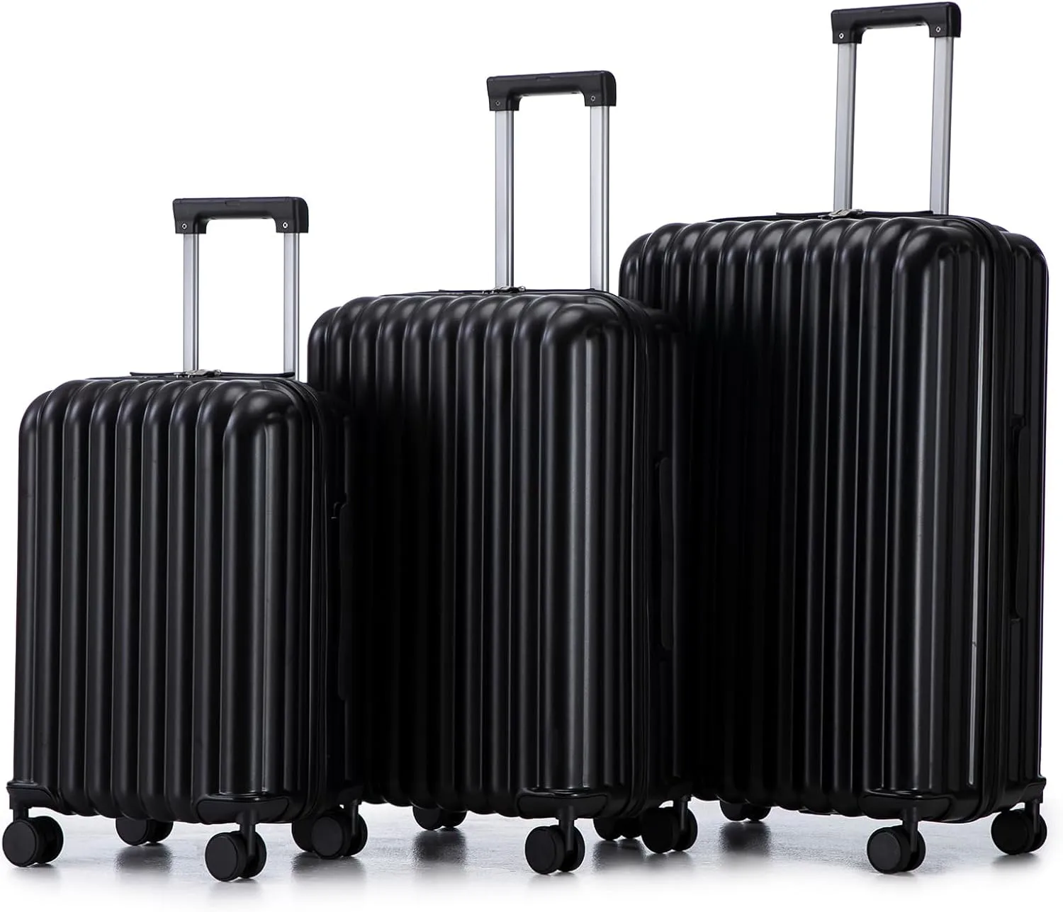 3-Piece Spinner Wheel Luggage Set for Travel, Built-in USB Port & Phone Holder, Stylish Black Design
