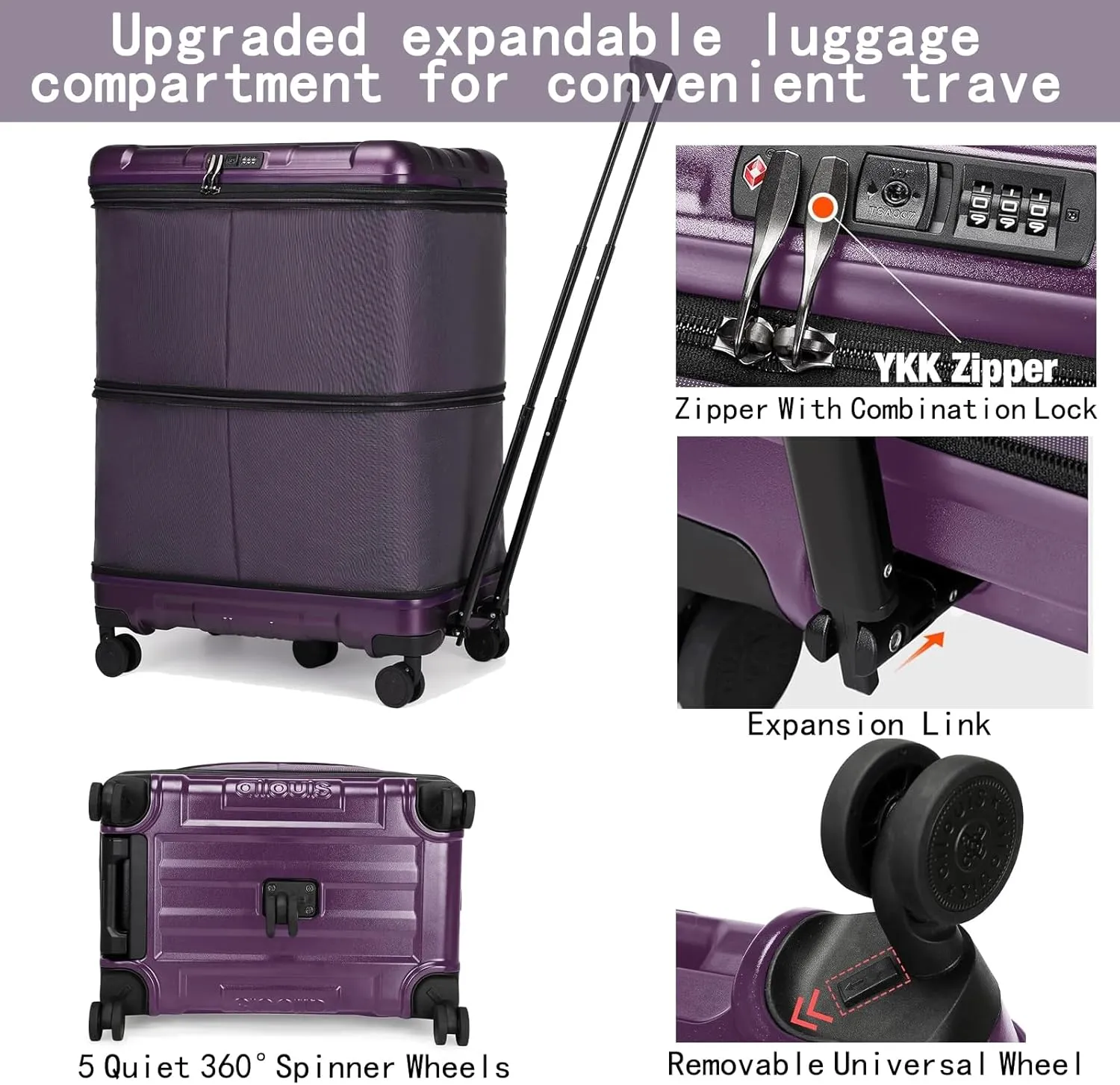 32 Inch Expandable Checked Luggage Suitcases with Wheels,Double Expansion and Removable Universal Wheel,Large Capacity Weekend Duffle Bag,Suitable for Moving,Emigrating,Travelling