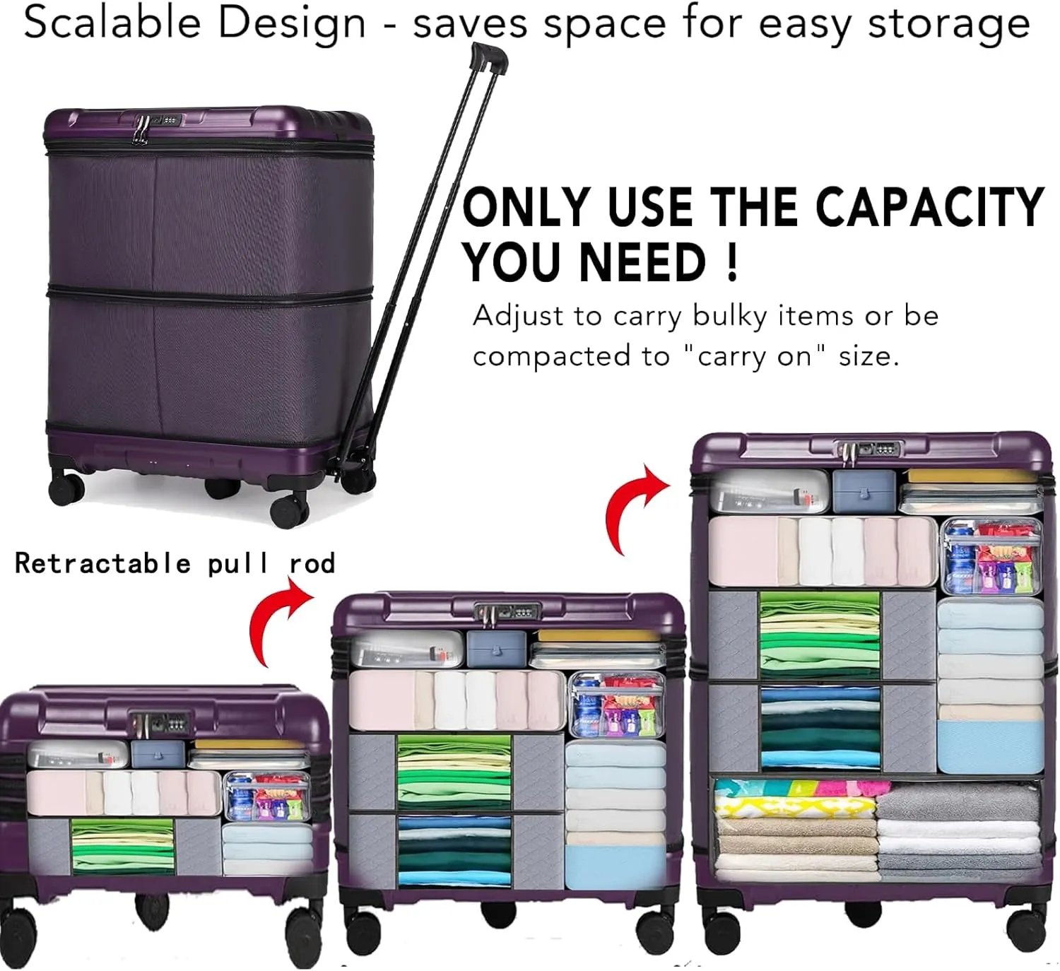 32 Inch Expandable Checked Luggage Suitcases with Wheels,Double Expansion and Removable Universal Wheel,Large Capacity Weekend Duffle Bag,Suitable for Moving,Emigrating,Travelling