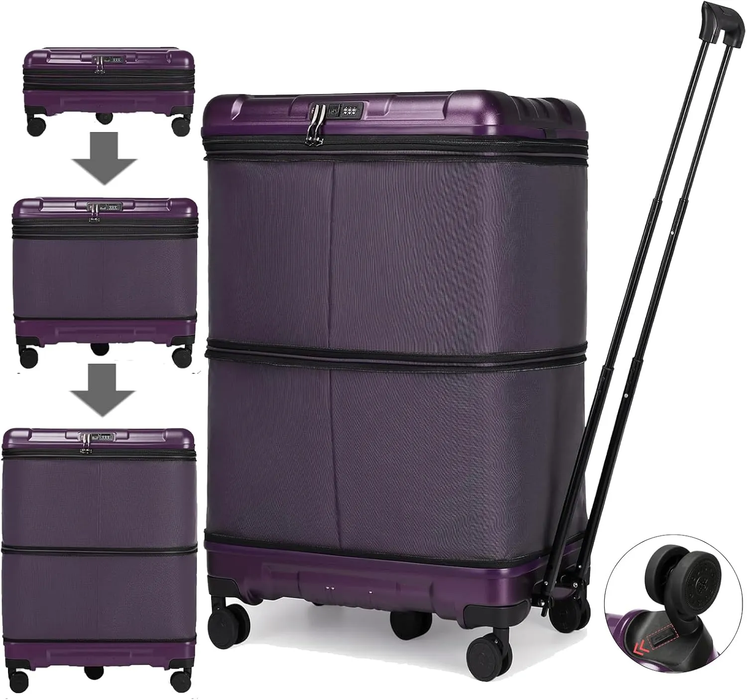 32 Inch Expandable Checked Luggage Suitcases with Wheels,Double Expansion and Removable Universal Wheel,Large Capacity Weekend Duffle Bag,Suitable for Moving,Emigrating,Travelling