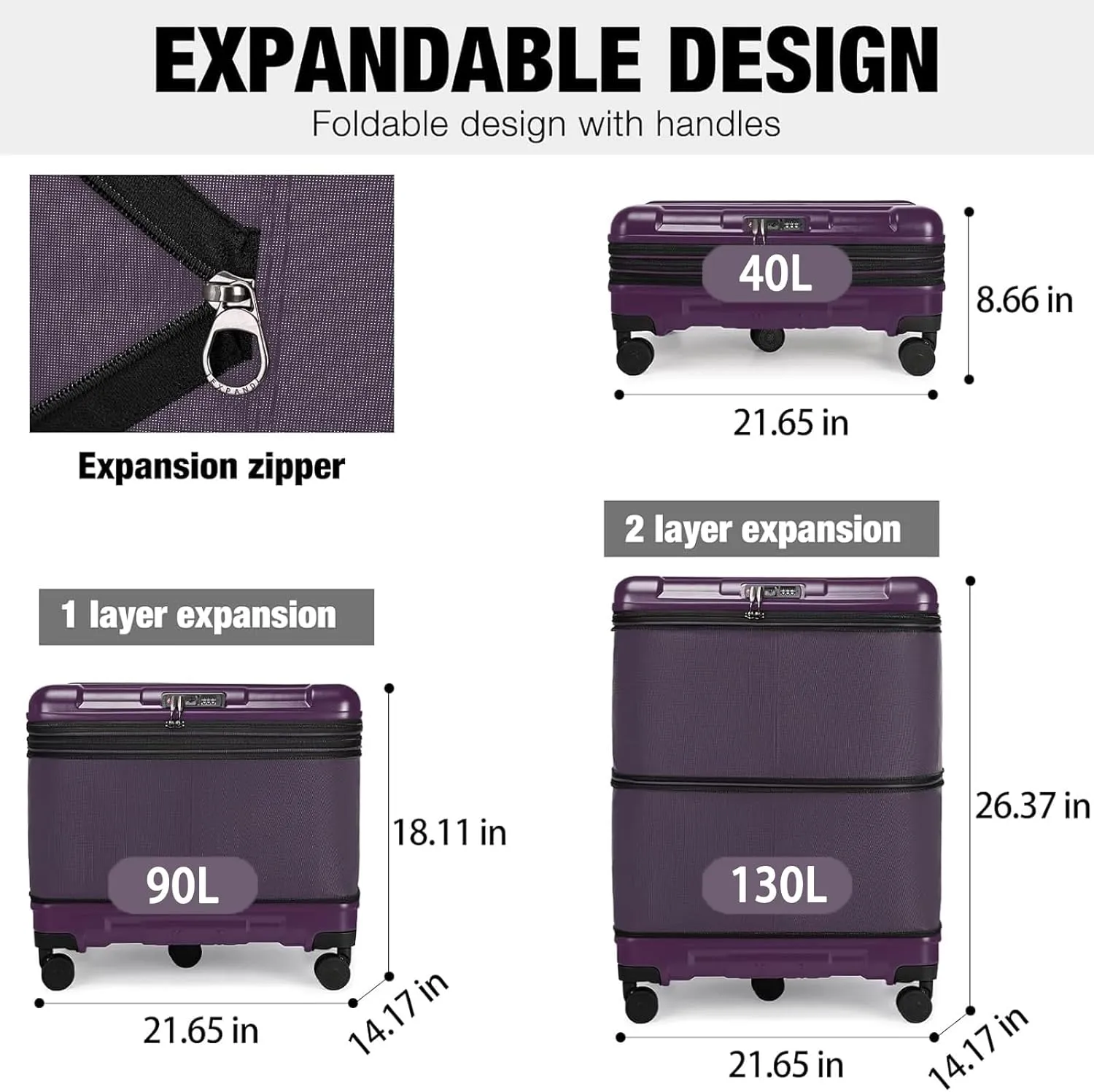 32 Inch Expandable Checked Luggage Suitcases with Wheels,Double Expansion and Removable Universal Wheel,Large Capacity Weekend Duffle Bag,Suitable for Moving,Emigrating,Travelling