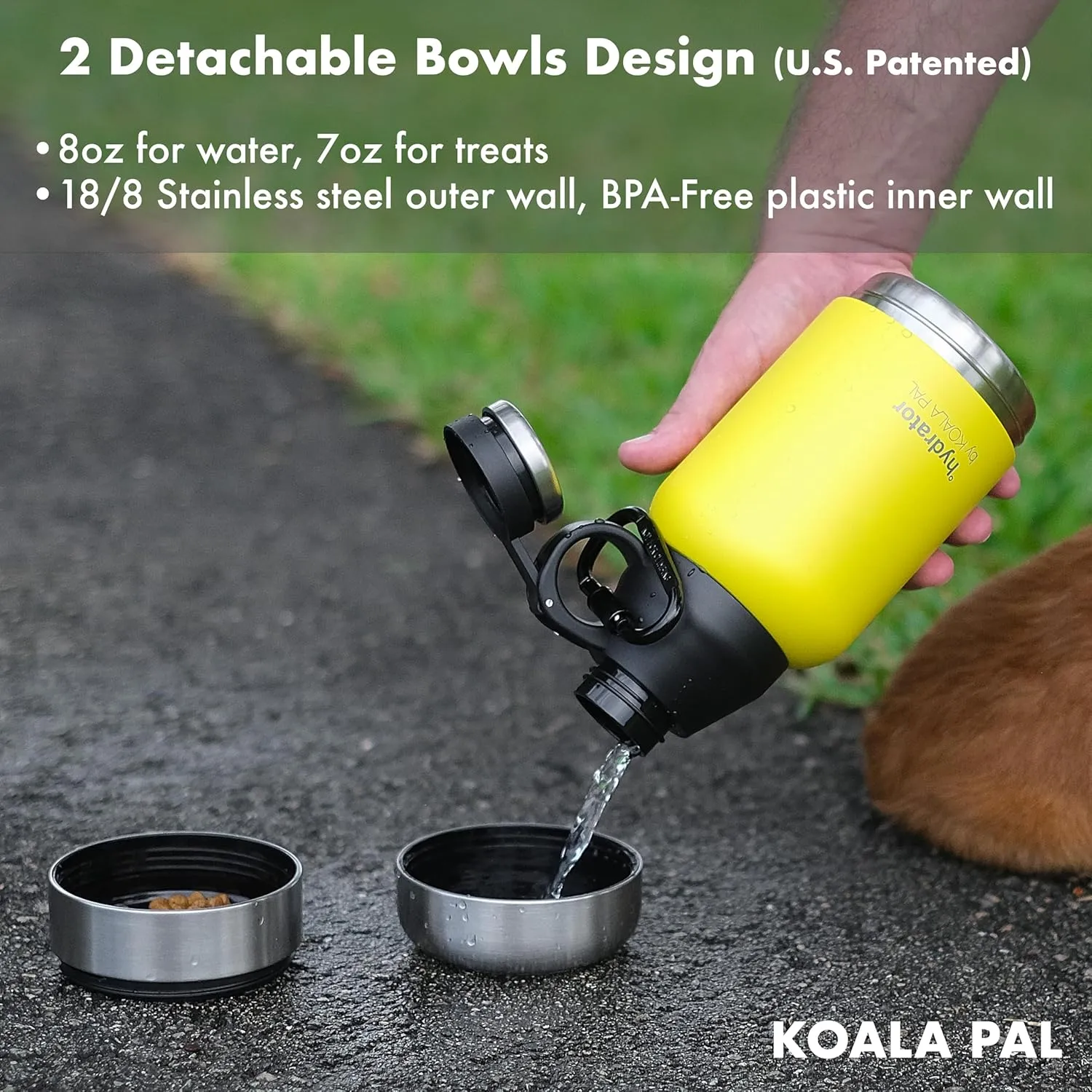 32oz Portable Dog Water Bottle w/Dog Bowls, Dog Travel Water Bottle   Travel Dog Bowls, Dog Water Bowl Dispenser, Dog Travel Bowl, Travel Accessories for Dogs (Sunflower, 32 OZ)