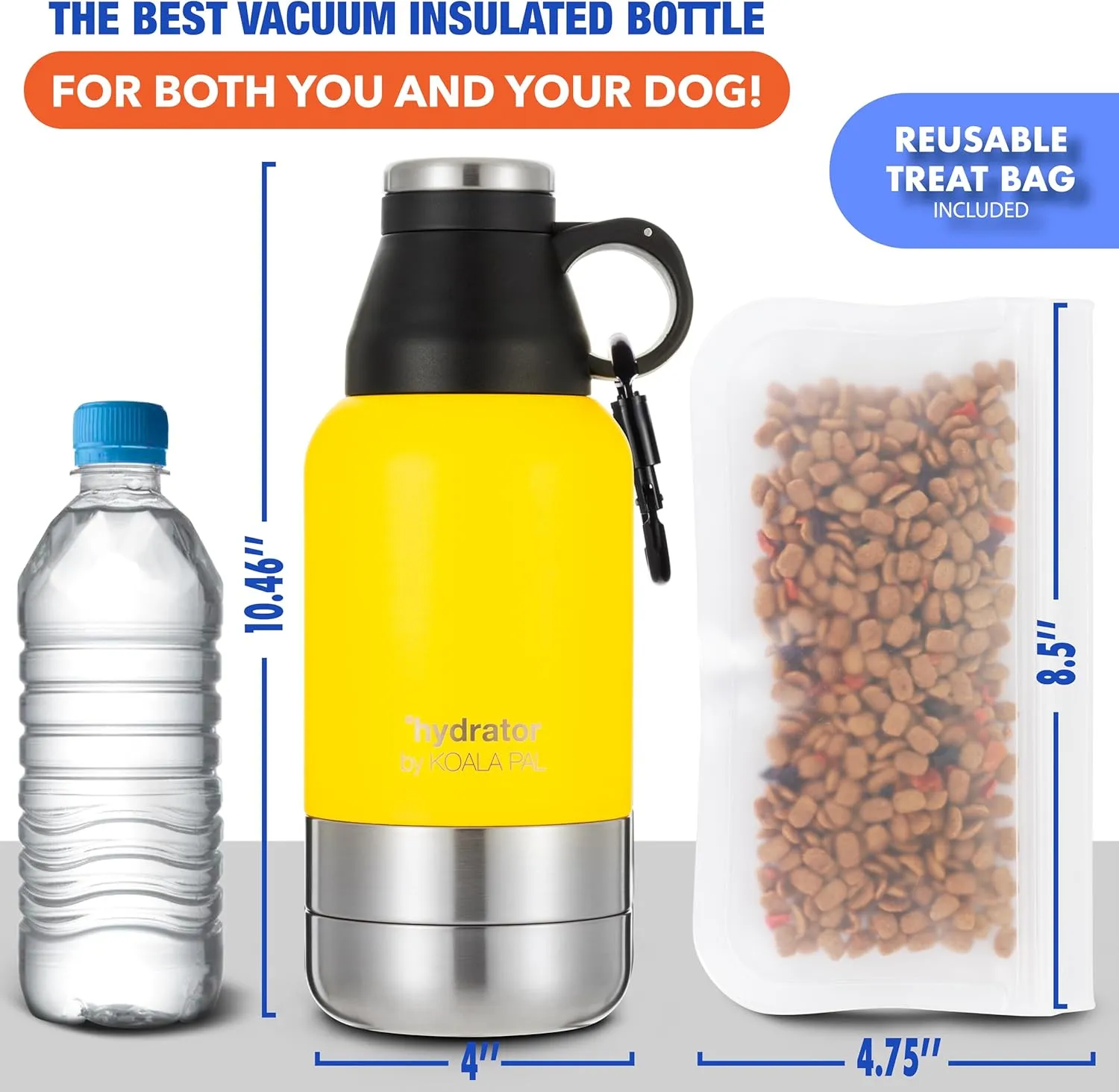 32oz Portable Dog Water Bottle w/Dog Bowls, Dog Travel Water Bottle   Travel Dog Bowls, Dog Water Bowl Dispenser, Dog Travel Bowl, Travel Accessories for Dogs (Sunflower, 32 OZ)