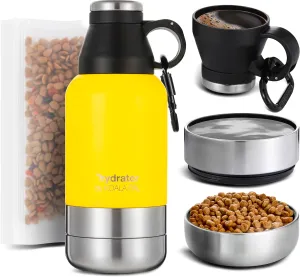 32oz Portable Dog Water Bottle w/Dog Bowls, Dog Travel Water Bottle   Travel Dog Bowls, Dog Water Bowl Dispenser, Dog Travel Bowl, Travel Accessories for Dogs (Sunflower, 32 OZ)