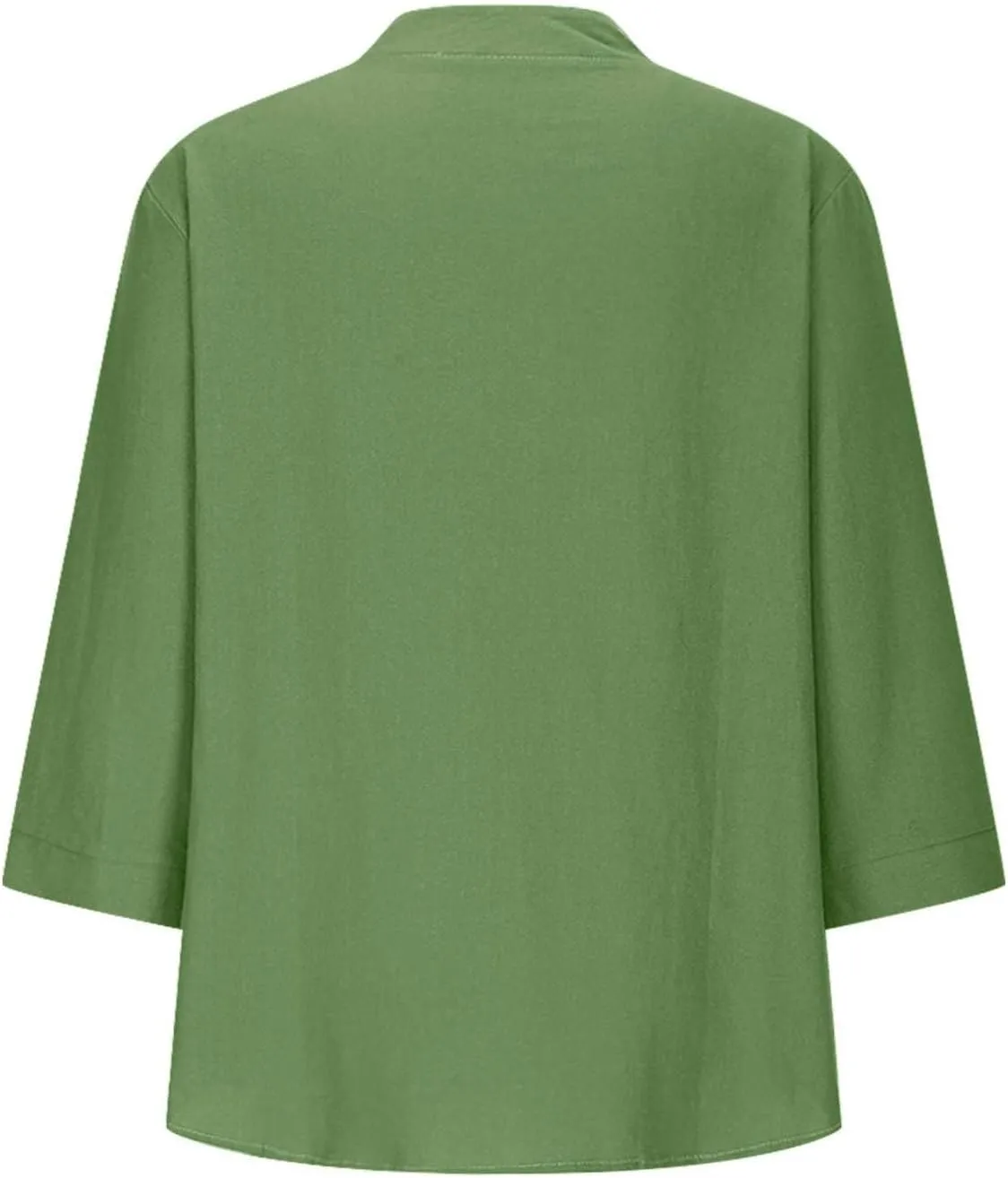 3/4 Sleeve Linen Tops for Women 2025 Button Down V Neck Loose Fit Henley Shirts Cute Solid Summer Beach Tees Shirt