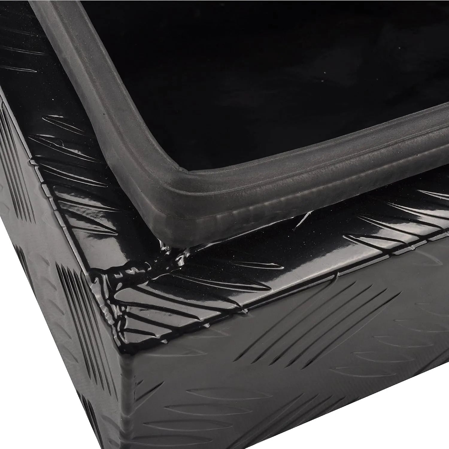 34.5 Inch Aluminum Truck Bed Tool Box Truck Car Outdoor Trailer Pickup Underbody Toolbox,RV Storage OrganizerTrailer Storage W/Lock&Keys,5 Bar Tread,Black(34.5"X13"X6.5")