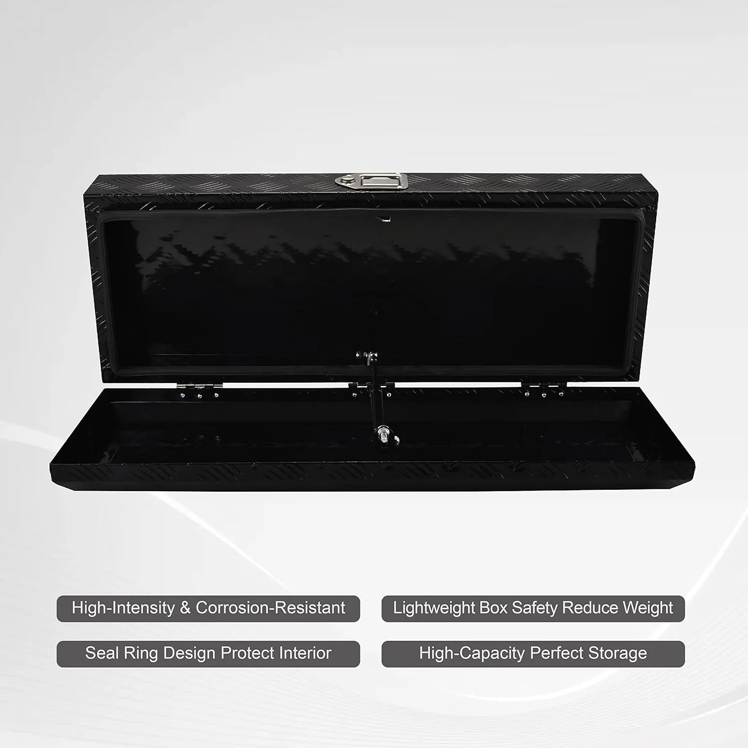 34.5 Inch Aluminum Truck Bed Tool Box Truck Car Outdoor Trailer Pickup Underbody Toolbox,RV Storage OrganizerTrailer Storage W/Lock&Keys,5 Bar Tread,Black(34.5"X13"X6.5")