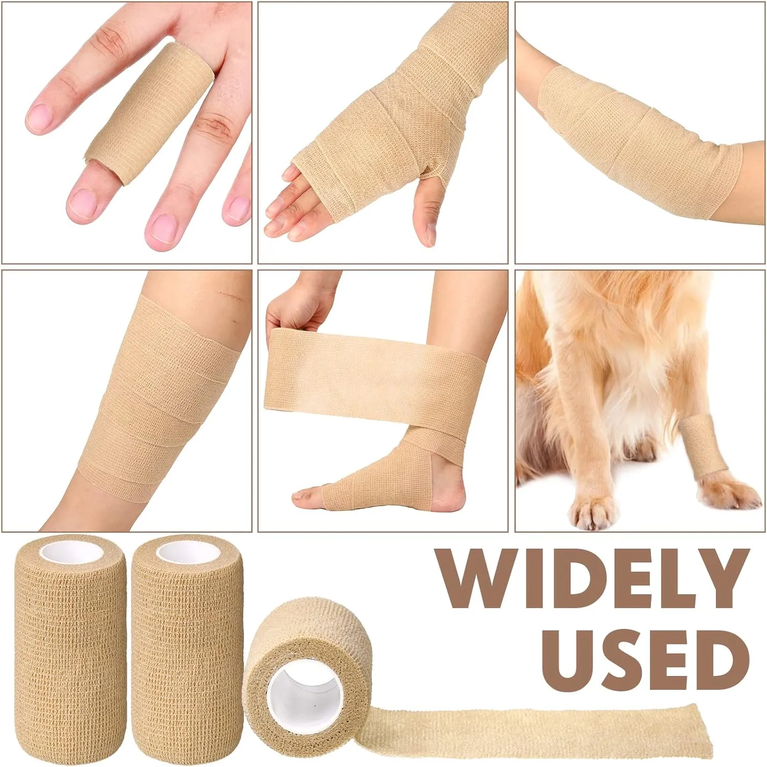 36 Pcs Self Adherent Bandage Wrap Breathable Cohesive Bandage Elastic Adhesive Tape for Stretch Athletic Sports Wrist Ankle, 4 Inch x 5 Yard (Nude)