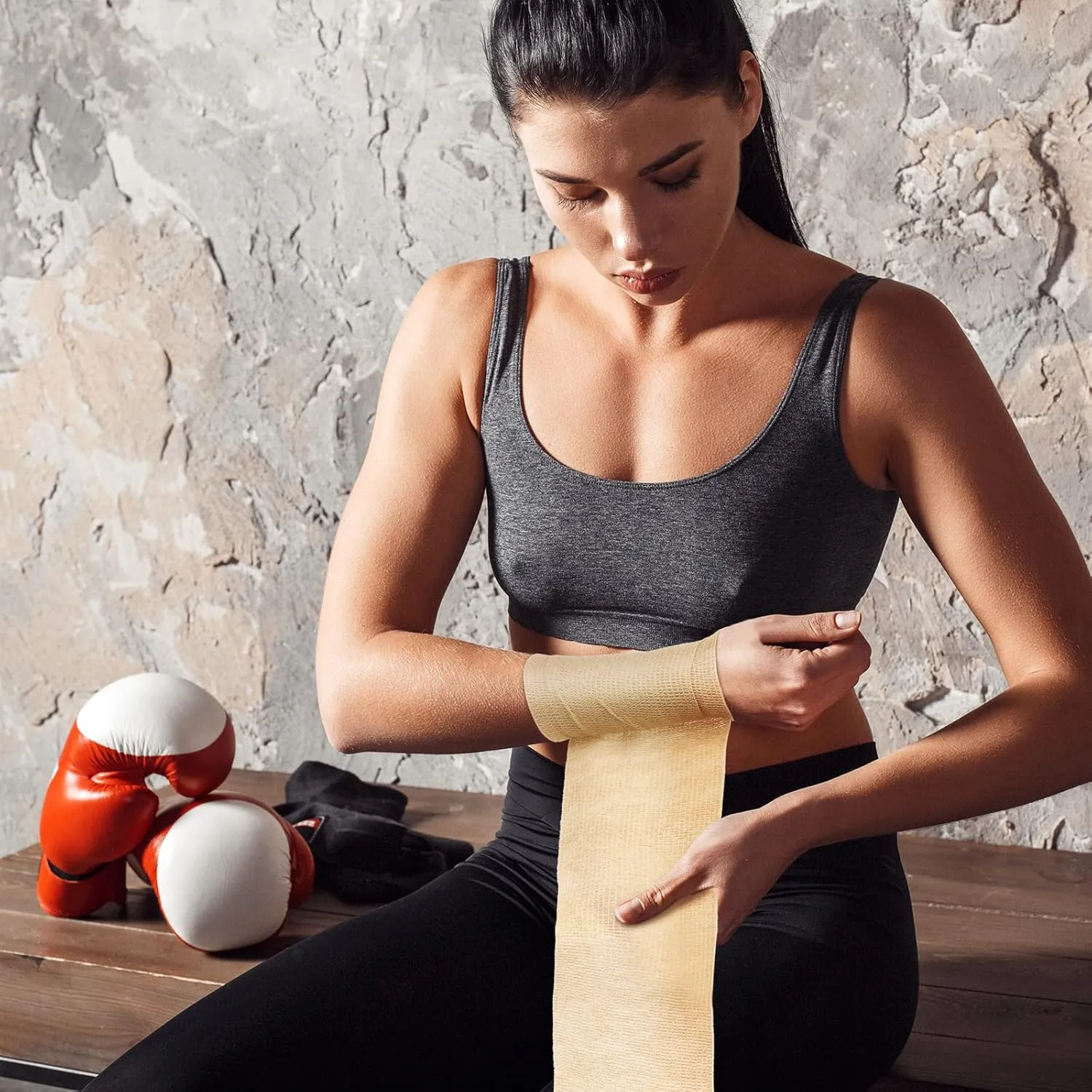 36 Pcs Self Adherent Bandage Wrap Breathable Cohesive Bandage Elastic Adhesive Tape for Stretch Athletic Sports Wrist Ankle, 4 Inch x 5 Yard (Nude)