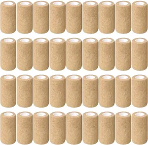 36 Pcs Self Adherent Bandage Wrap Breathable Cohesive Bandage Elastic Adhesive Tape for Stretch Athletic Sports Wrist Ankle, 4 Inch x 5 Yard (Nude)