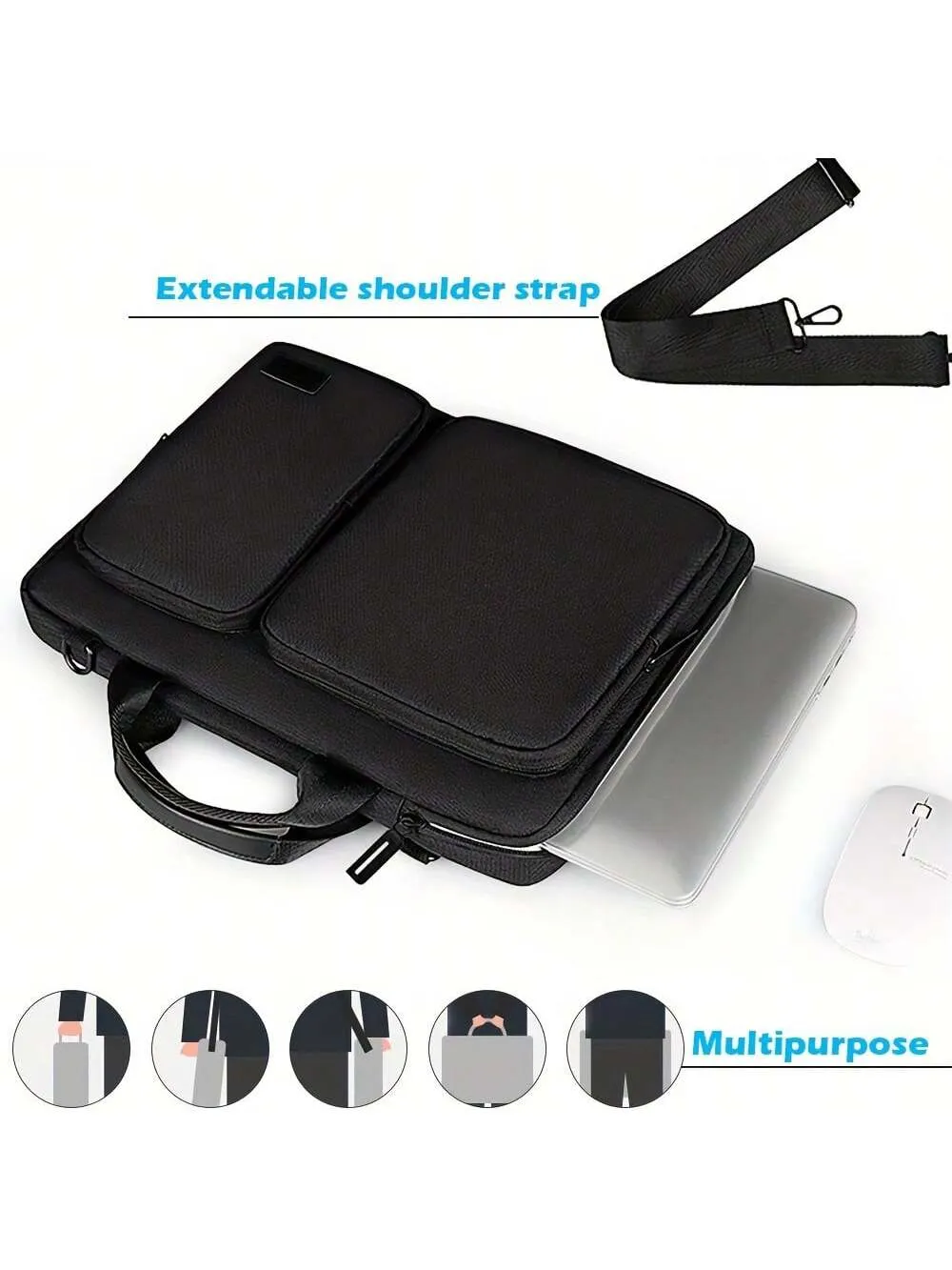 360 Protective Laptop Case: Stylish Shoulder Bag forLaptops - Waterproof & Shockproof Design for Business, School, and Travel