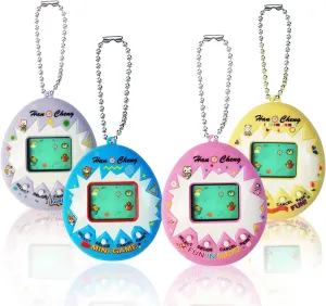 4 Pieces Virtual Electronic Digital Pet Keychain Game Digital Game Keychain Nostalgic Virtual Digital Pet Easter Basket Stuffers for Boys Girls（Pink, Blue, Purple, Yellow