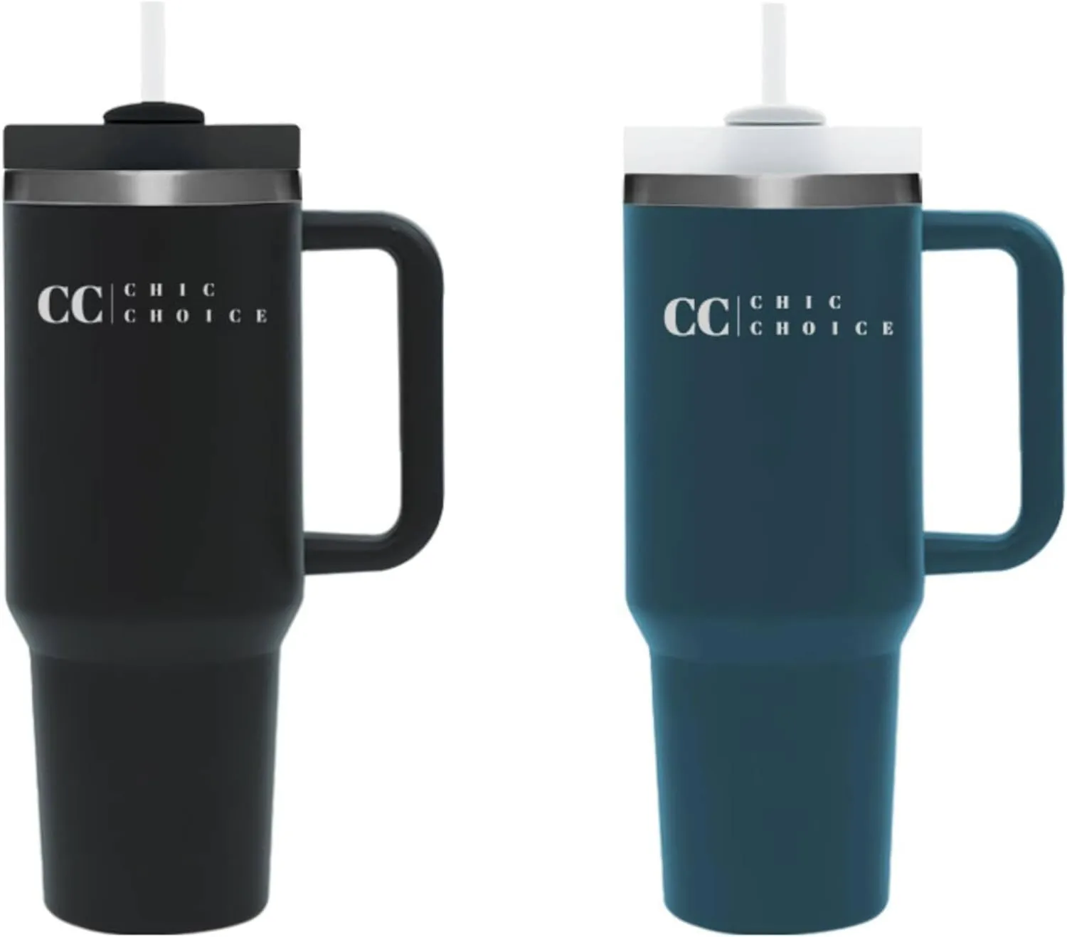 40oz Tumbler with Handle, Leaf-proof Lid and Straw, Stainless Steel Vacuum Insulated Tumbler, Reusable Water Bottle, Travel Mug, Keeps Cold for 34 Hours or Hot for 10 Hours (Denim), Large