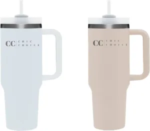 40oz Tumbler with Handle, Leaf-proof Lid and Straw, Stainless Steel Vacuum Insulated Tumbler, Reusable Water Bottle, Travel Mug, Keeps Cold for 34 Hours or Hot for 10 Hours (White), Large