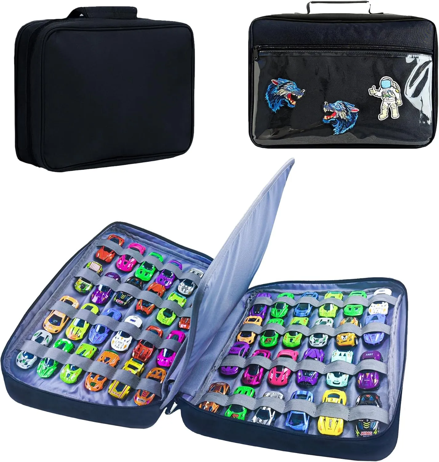 48 Slots Toy Cars Storage Case Compatible with Hot Wheels, Hotwheels Carrying Case forMatchbox Cars,Mini Toys.Hot Wheels Storage (Black Bag Only)