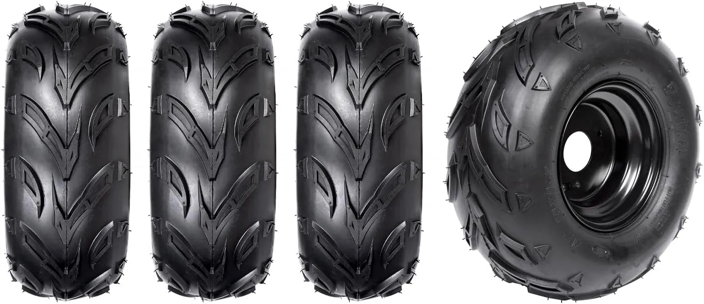 4PCS ATV Go Kart Tires and Rims Tubeless 16X8-7 Inch Front or Rear Tires with Rims for Go Kart Buggy ATV Mini-bikes Quad Bike Tires and Wheels 3 mounting holes