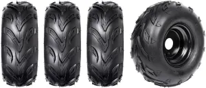 4PCS ATV Go Kart Tires and Rims Tubeless 16X8-7 Inch Front or Rear Tires with Rims for Go Kart Buggy ATV Mini-bikes Quad Bike Tires and Wheels 3 mounting holes