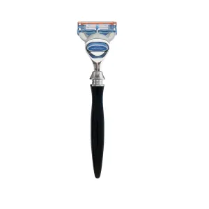 5-blades razor black for men with long ergonomic handle and pivoting head, lubricating strip and precision trimmer- blade fit the most famous commercial multi blade cartridge.