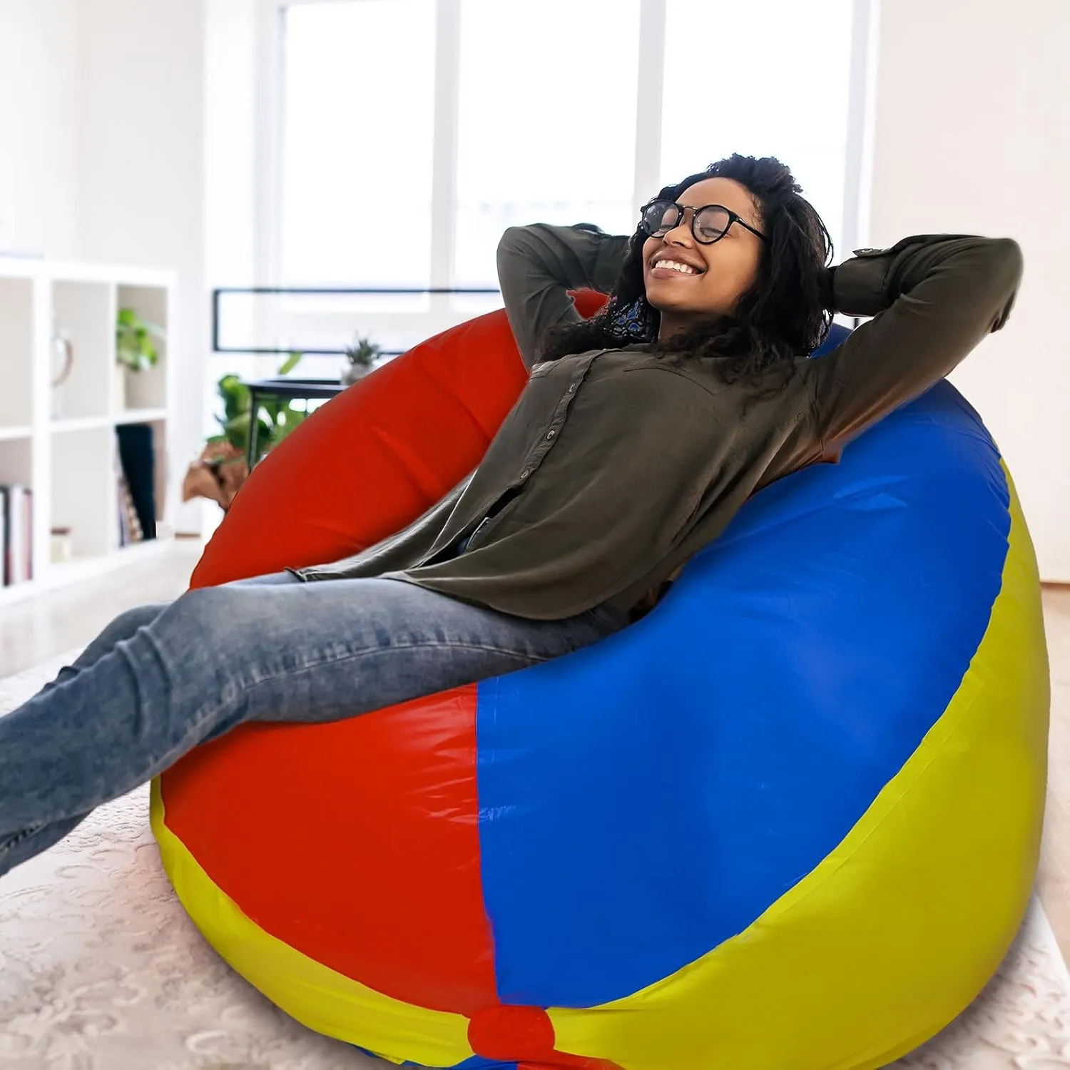 5 ft or 5.9 ft Giant Inflatable Beach Ball Jumbo Rainbow Ball Extra Large Inflatable Toys for Pool Summer Beach Pool Event Party Massive Games