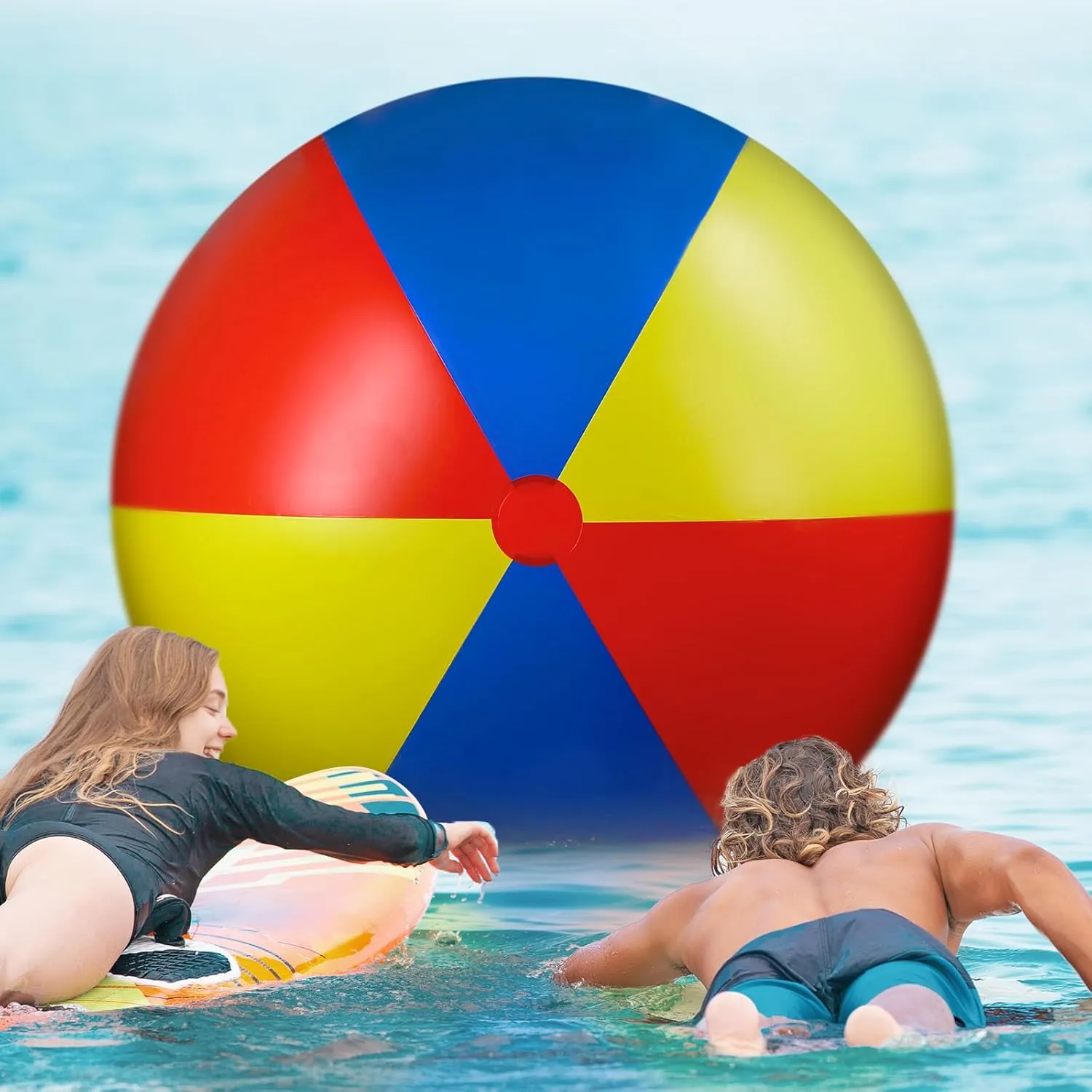 5 ft or 5.9 ft Giant Inflatable Beach Ball Jumbo Rainbow Ball Extra Large Inflatable Toys for Pool Summer Beach Pool Event Party Massive Games