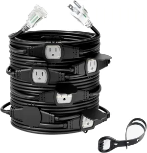 50FT 14 Gauge Outdoor Power Extension Cord,Seven Outlet Cable.Multiple Evenly-Spaced Plug Ideal for Landscaping Light,Stage Backlines,Holiday Decoration and Christmas,ETL Listed