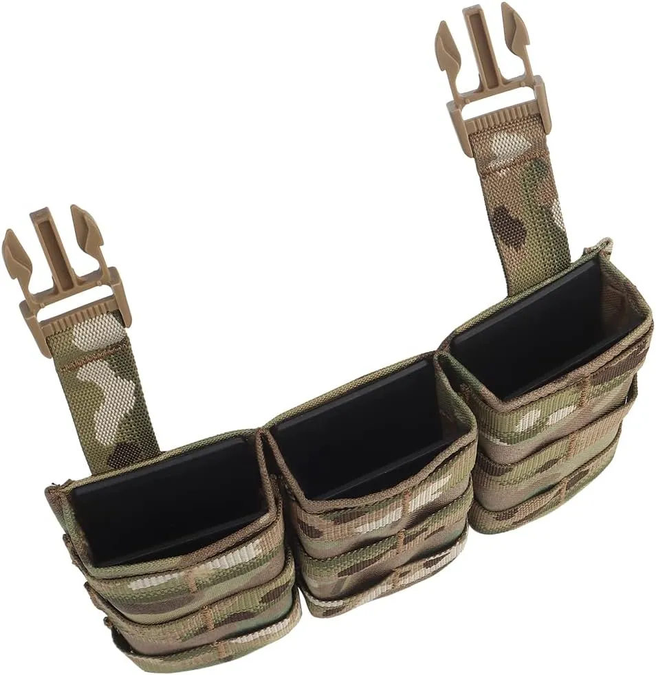 5.56 Triple Mag Pouch Tactical Placard with Nylon Mag Carrier Clip for Chest Rig