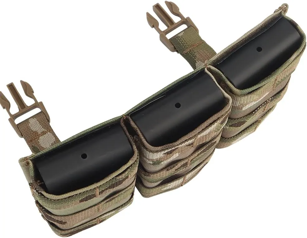5.56 Triple Mag Pouch Tactical Placard with Nylon Mag Carrier Clip for Chest Rig