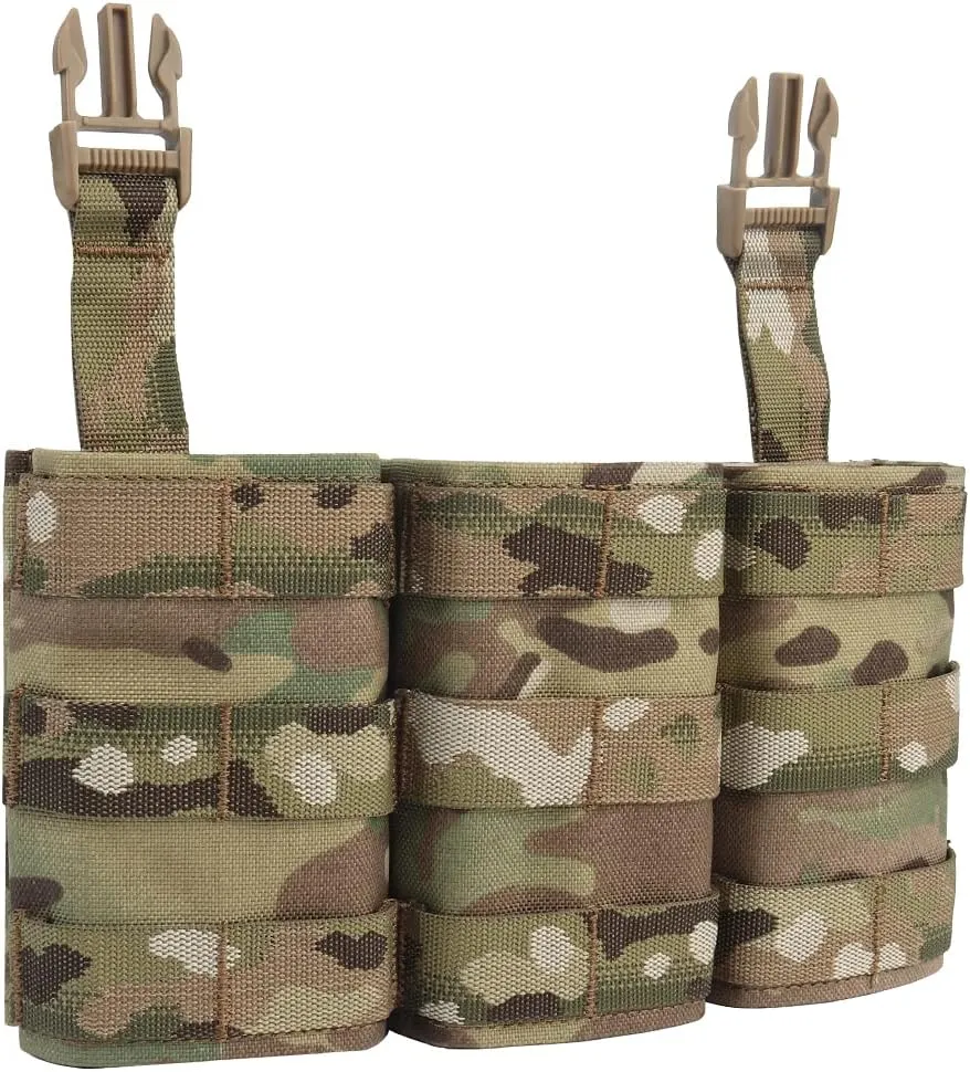 5.56 Triple Mag Pouch Tactical Placard with Nylon Mag Carrier Clip for Chest Rig