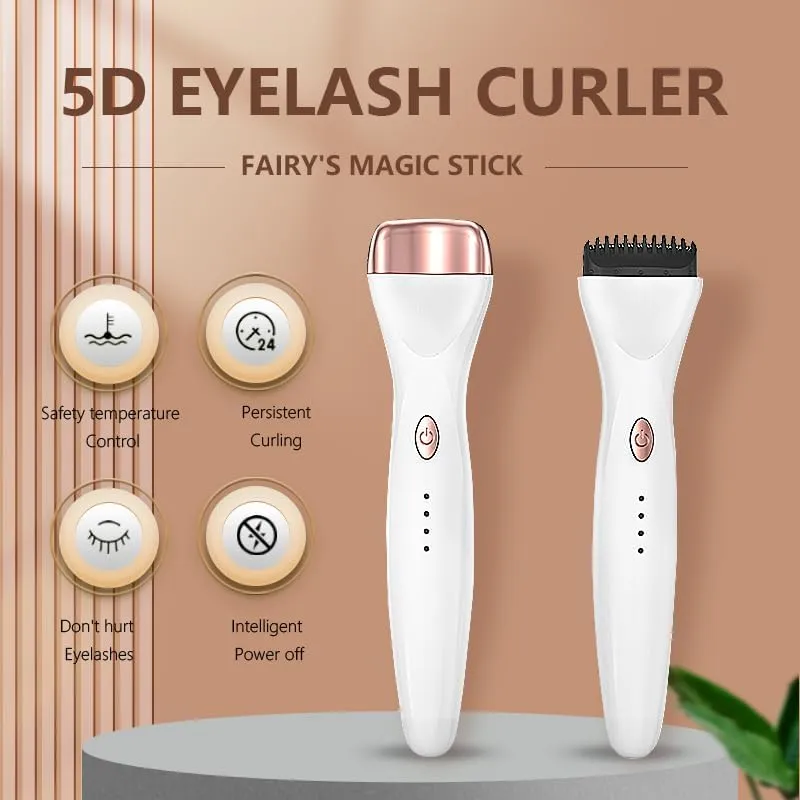 5D Electric Eyelash Curler, USB Type-C Charging, 3 Temperature Settings, 30-Day Battery Life, White (Pink)