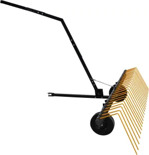 60 Inch ATV Tow Behind Durable Corrosion Resistant Steel Pine Straw Rake, Landscape Rake, Dethatcher Rake for Tractor
