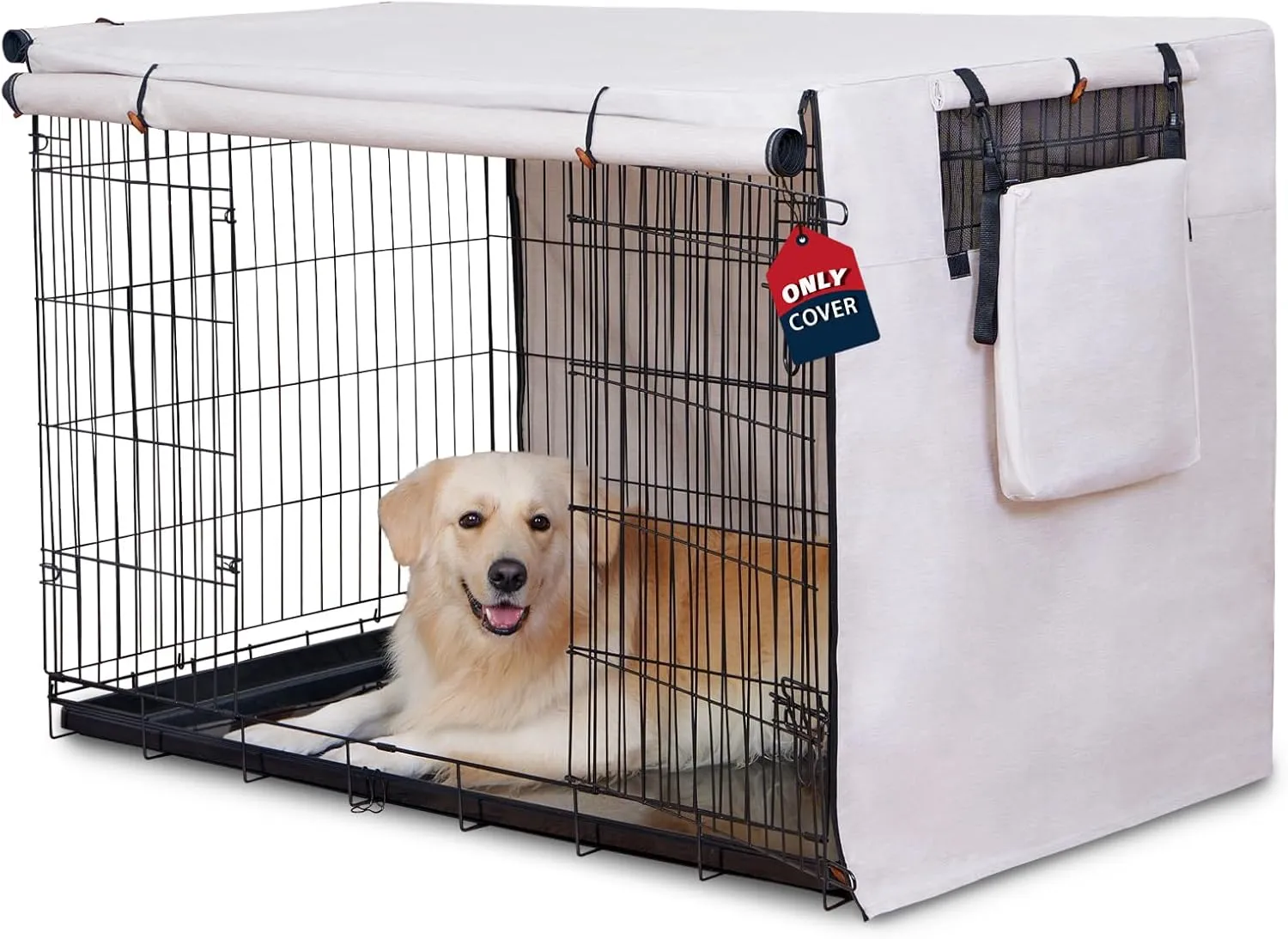 600D Dog Crate Cover, Waterproof Pet Kennel Cover with Storage Bag Fit for 36 Inch Wire Crate Dog Cage, 36 Inches, Beige