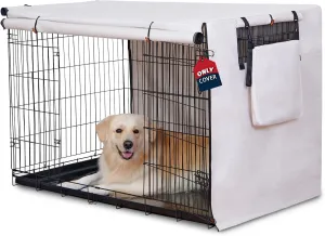 600D Dog Crate Cover, Waterproof Pet Kennel Cover with Storage Bag Fit for 36 Inch Wire Crate Dog Cage, 36 Inches, Beige