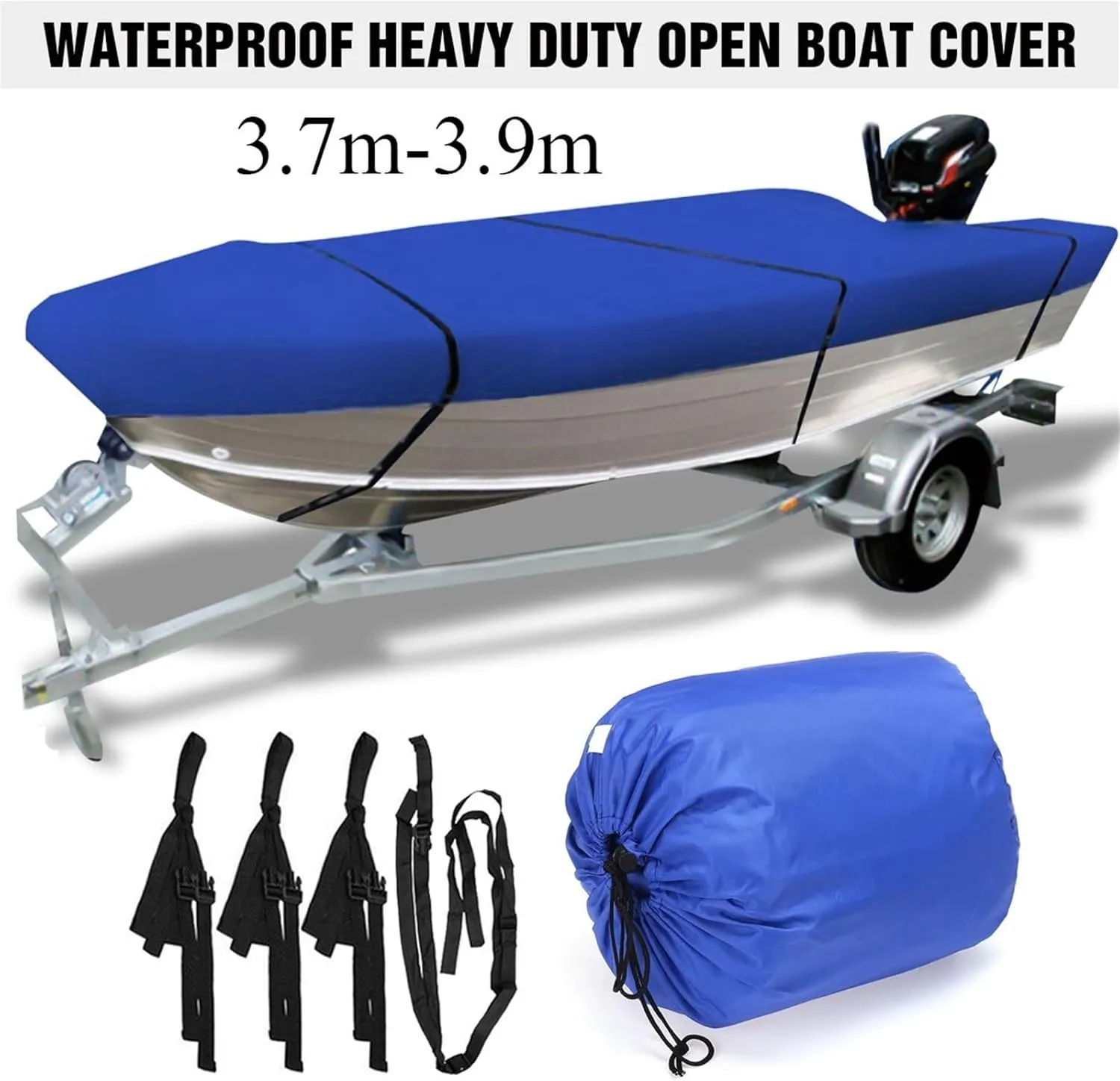 600D Waterproof Open Boat Cover Sunshade UV-Resistant Dust-Proof Cover Heavy Duty Marine Open Boat Cover 3.5m-4.5m Universal(450x215cm)