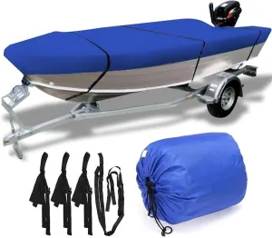600D Waterproof Open Boat Cover Sunshade UV-Resistant Dust-Proof Cover Heavy Duty Marine Open Boat Cover 3.5m-4.5m Universal(450x215cm)