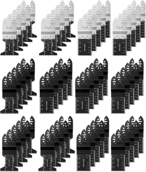 60Pcs Oscillating Tool Blades, Universal Metal Wood Plastic Multitool Blades Quick Release Saw Blades Compatible with Fein Multimaster, Milwaukee, Makita, Bosch, Dewalt, Ryobi, Craftsman