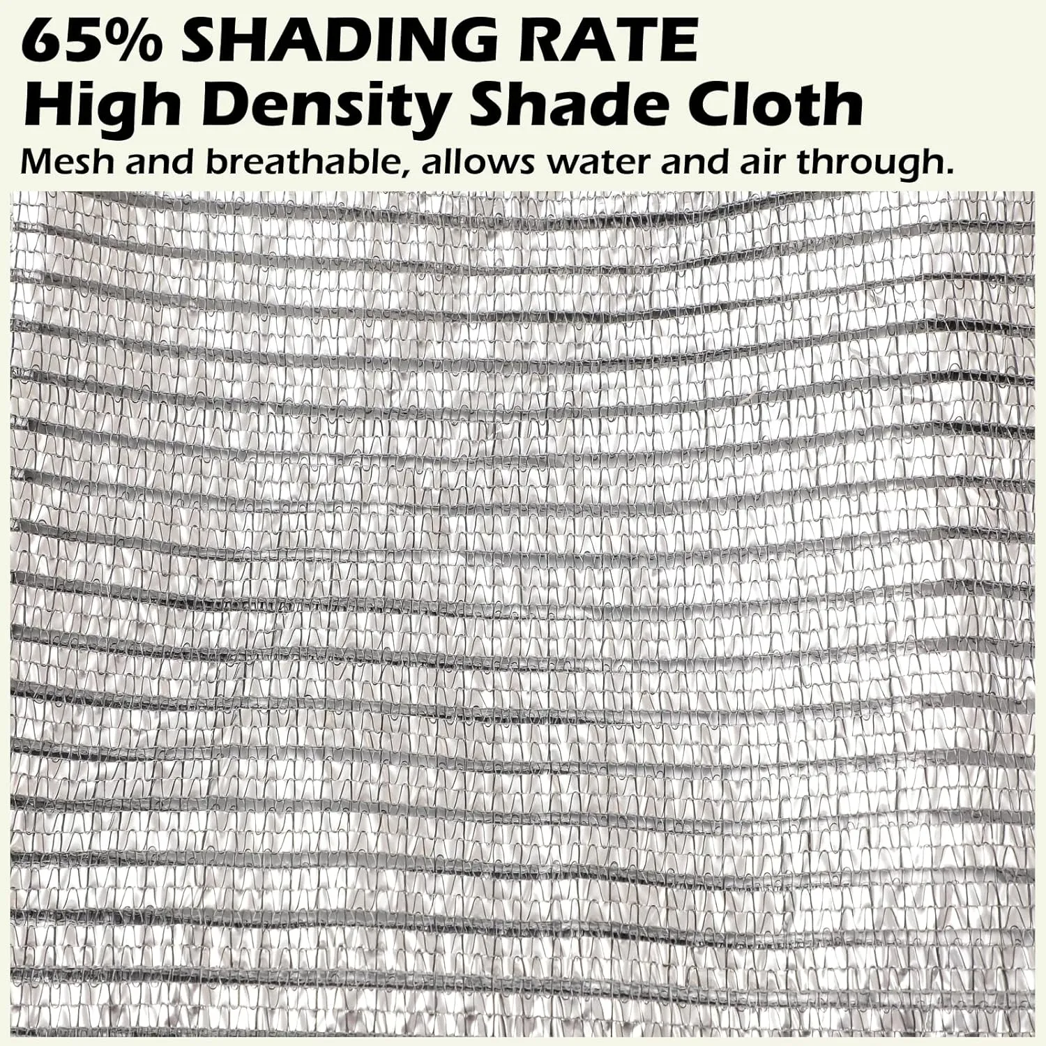 65% Aluminum Foil Shade Cloth with Grommets Mesh Sun Block Fabric Cover Canopy Sun Reflect Pet Shade Garden 6.5ft x 20ft