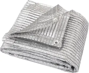 65% Aluminum Foil Shade Cloth with Grommets Mesh Sun Block Fabric Cover Canopy Sun Reflect Pet Shade Garden 6.5ft x 20ft